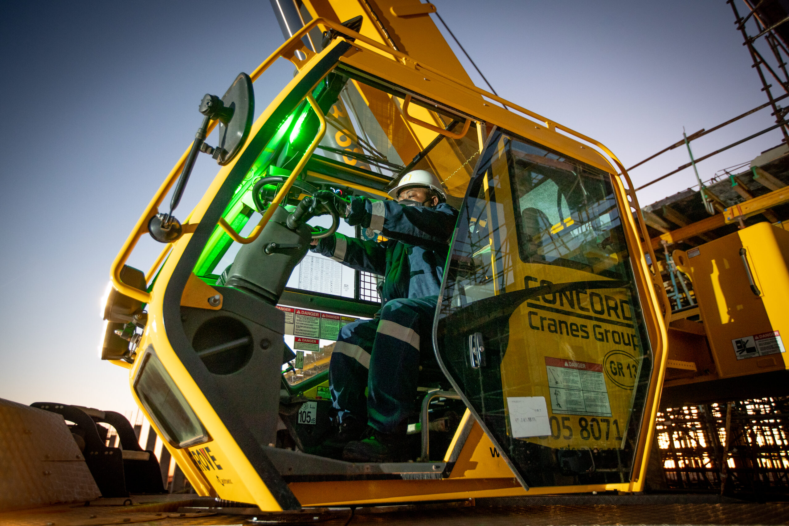 Mobile Crane Safely Crane Operator operating a Concord Cranes Crane